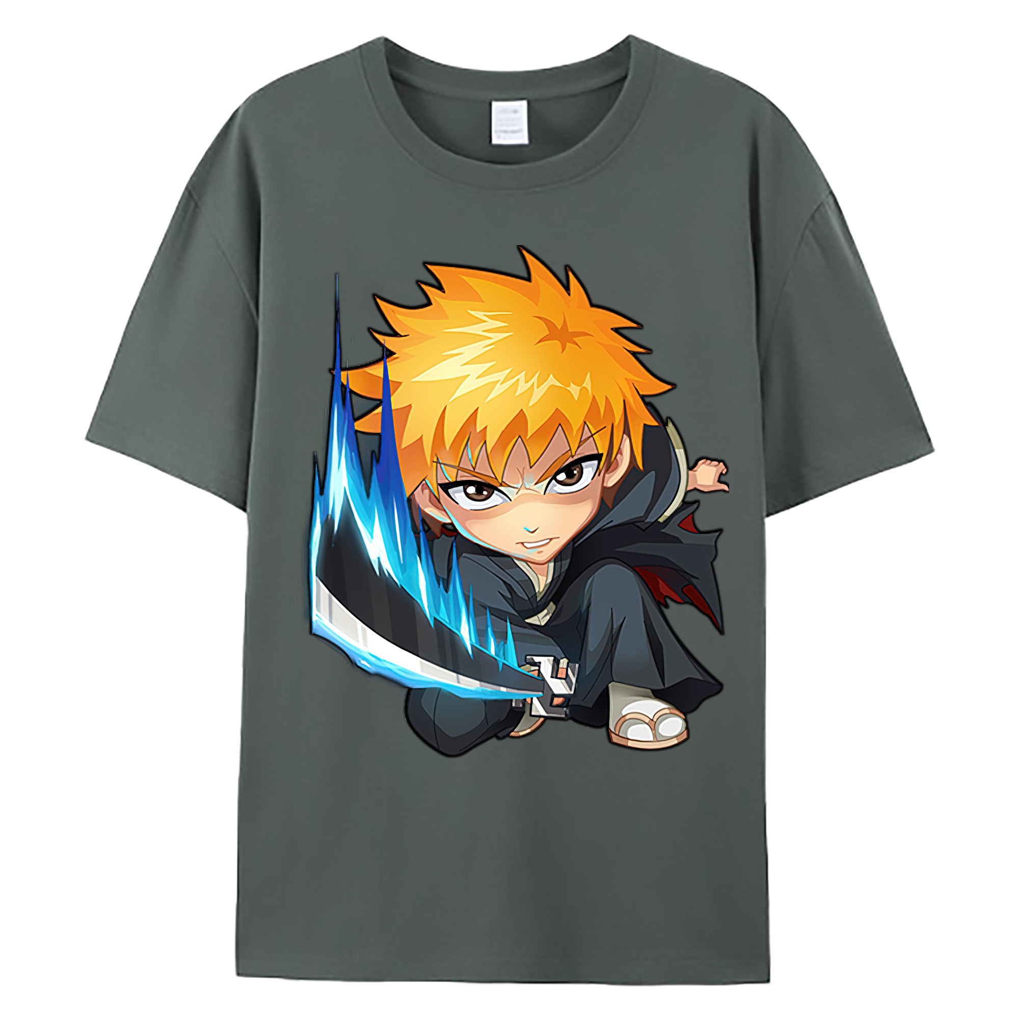 （画像用） ブリーチ 黒崎一護（くろさき いちご）BLEACH Kurosaki Ichigo 綿100％ メンズ半袖Tシャツ｜肌触りやわらか＆通気性